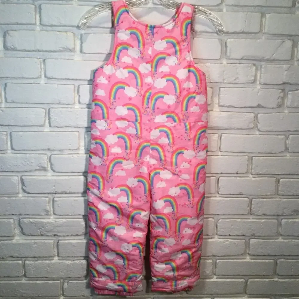 The Children’s Place Rainbow Print Snow Bib Overalls 4T